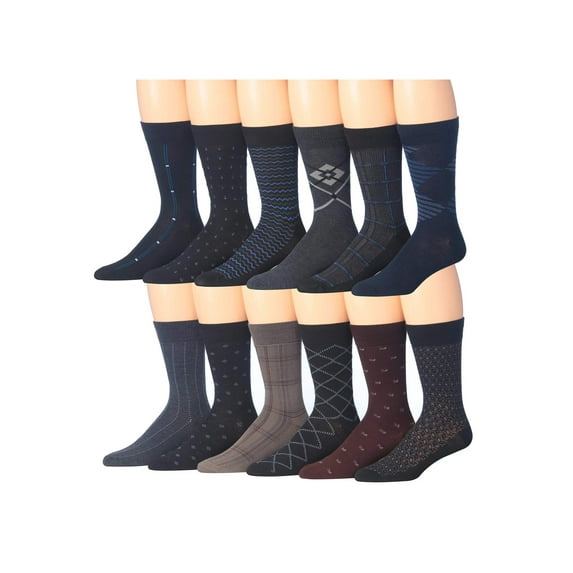 JAMES FIALLO Vibrant Everyday Crew Socks – Multipack of Comfortable Novelty Styles (12 Pack)