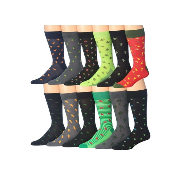 JAMES FIALLO Vibrant Everyday Crew Socks – Multipack of Comfortable Novelty Styles (12 Pack)