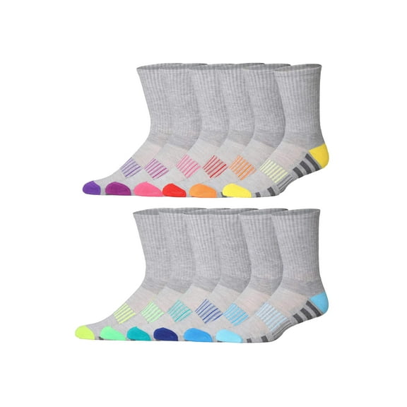 JAMES FIALLO Men's 12 Pairs Athletic Cushion Socks Comfortable Performance Socks for Running, Hiking, and Athletic Activities