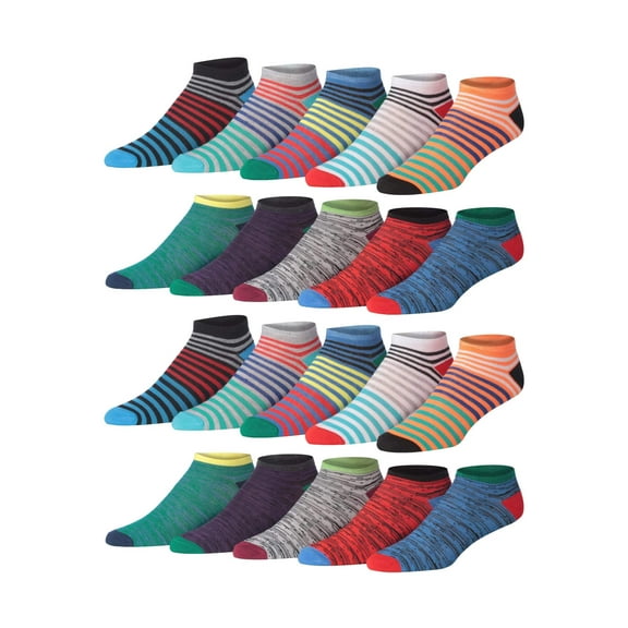 JAMES FIALLO Men's Athletic Low Cut Socks 20-Pack Moisture Wicking Comfort