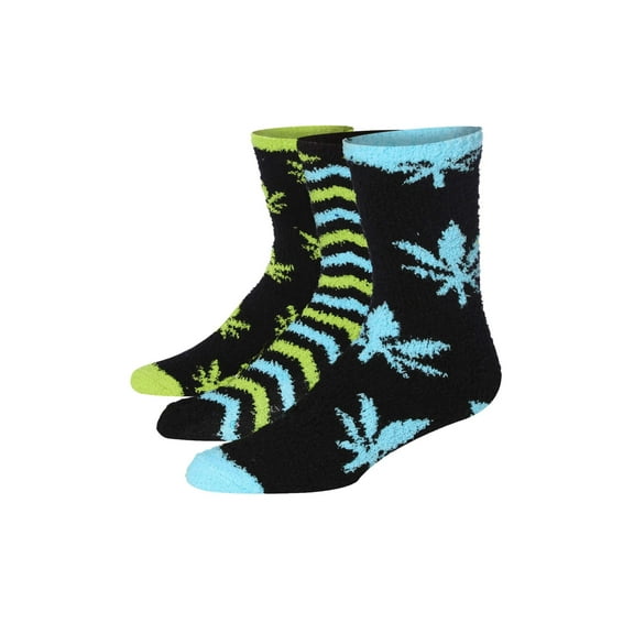 JAMES FIALLO Men's 3-Pairs Cozy Microfiber Anti-Skid Soft Fuzzy Crew Socks