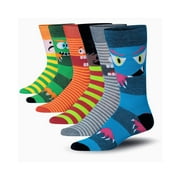 JAMES FIALLO Mens 6-Pack Comfortable Crew Socks   Fun Designs for Casual, Everyday Wear