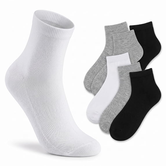 JAMES FIALLO Men's 6-Pack Premium Polyester Quarter Socks - Classic Breathable Comfort for Daily Wear