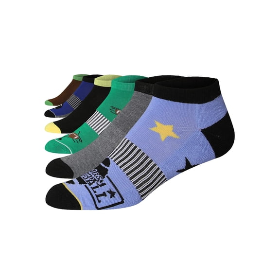 JAMES FIALLO Men's Low Cut Running Socks with Reinforced Heel and Toe, Multiple Colors (6 Pairs)