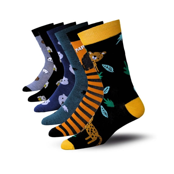 JAMES FIALLO Men's Multi-Pattern Crew Socks – Fashionable 6-Pair Set