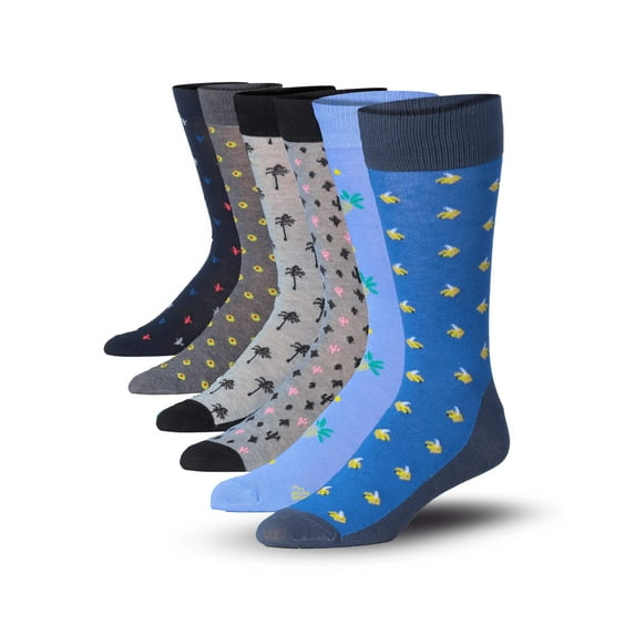 JAMES FIALLO Men's Everyday Novelty Crew Socks – Fun and Comfortable Polyester Blend (6 Pack)