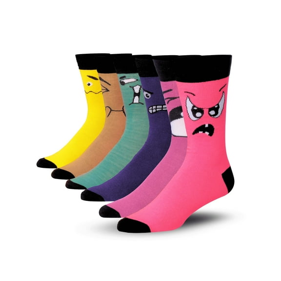 JAMES FIALLO Men's Fashion Socks Multipack – Colorful Polyester Blend Crew Length (6 Pairs)