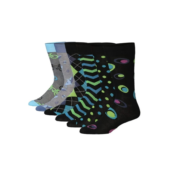 JAMES FIALLO Men's Multi-Pattern Crew Socks – Fashionable 6-Pair Set