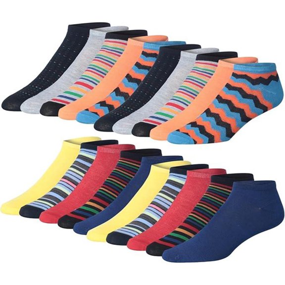 JAMES FIALLO Men's Fashion Low Cut Athletic Socks - Assorted Colors & Patterns (10 Pairs)