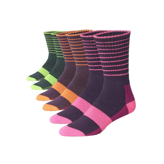 JAMES FIALLO 3-Pack Premium Wool Blend Crew Socks | Unisex Striped Outdoor Performance Socks