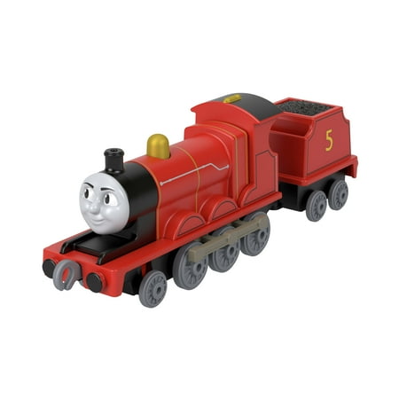 Thomas & Friends by Fisher-Price Large Die-Cast James Engine, Push-Along Toy Train & Cargo Car
