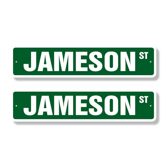 JAMESON Classic Street Sign (2 Pack) Childrens Name Room Sign Road Sign | 6" X 24" Plastic Address Sign