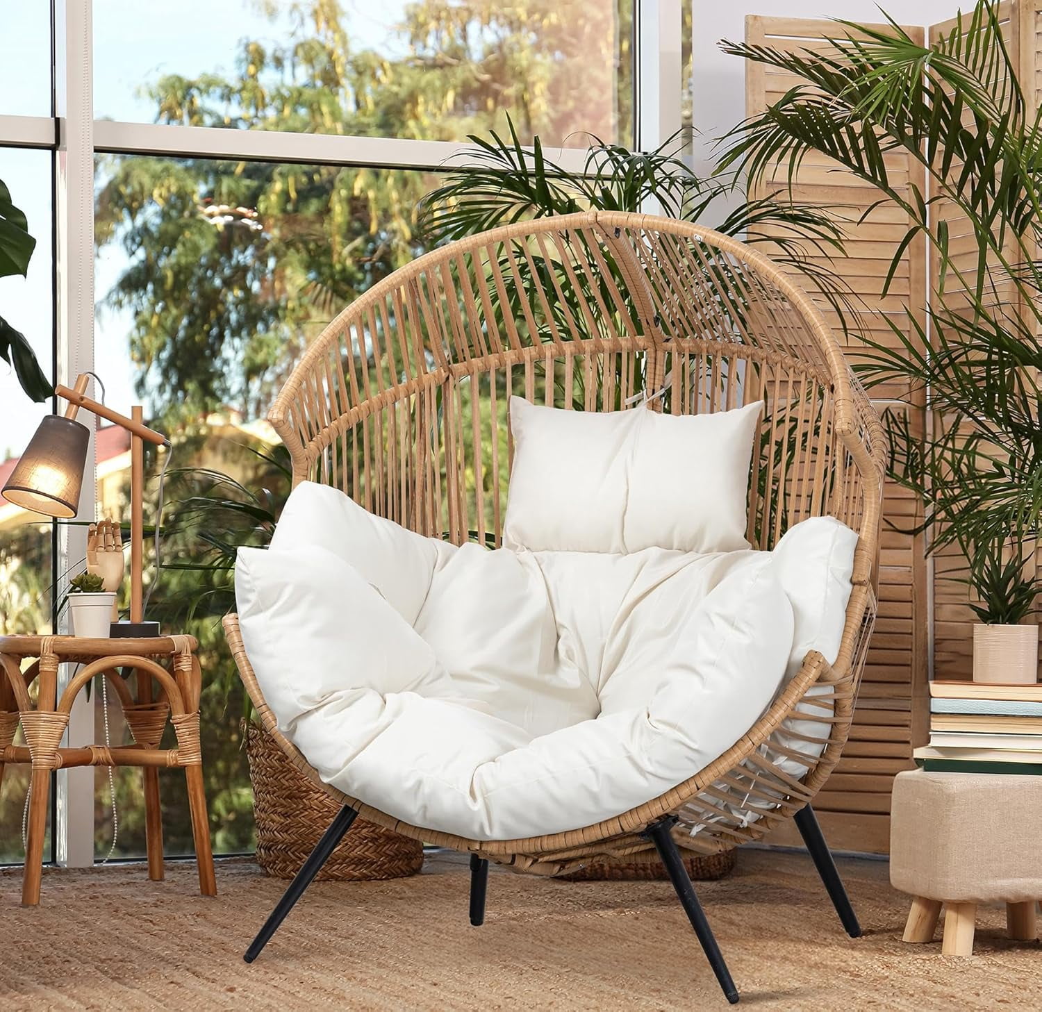 JAMFLY Egg Chair Wicker Outdoor Chairs, Oversized Patio Chair Oversized ...