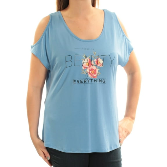 JAMIE & LAYLA $34 Womens New 1379 Blue There Is... Cold Shoulder Top L B+B