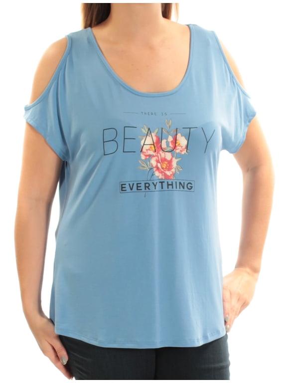 JAMIE & LAYLA $34 Womens New 1379 Blue There Is... Cold Shoulder Top L B+B