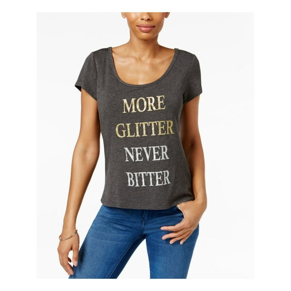 JAMIE & LAYLA Womens Gray Short Sleeve Scoop Neck Top Size: L