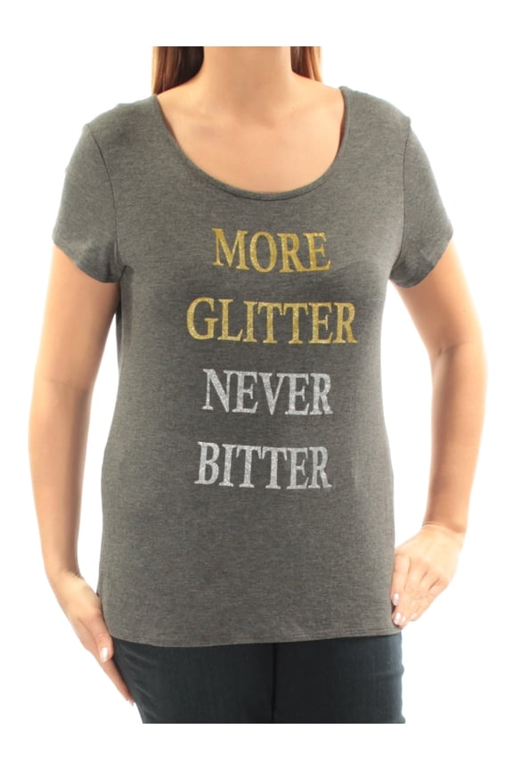 JAMIE & LAYLA Womens New 1445 Gray More Glitter Scoop Neck Top M B+B