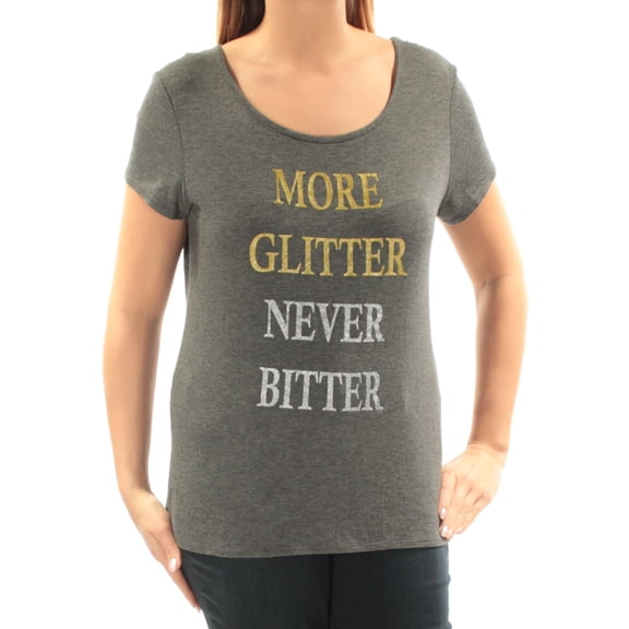 JAMIE & LAYLA Womens New 1445 Gray More Glitter Scoop Neck Top M B+B