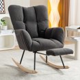 thumbnail image 1 of JAMPOOCA Accent Nursery Rocking Chair, Teddy Fabric Upholstered Glider Rocker Chair with Adjustable Footrest and Side Pocket, Armchair Comfy Side Chair for Living Room Bedroom Offices, Dark Gray, 1 of 9