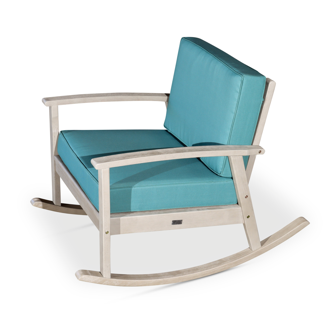 Wood Sea Rocker JAMPOOCA Eucalyptus Glider Rocker Chair, Solid Wood Wide Rocking Chair ...