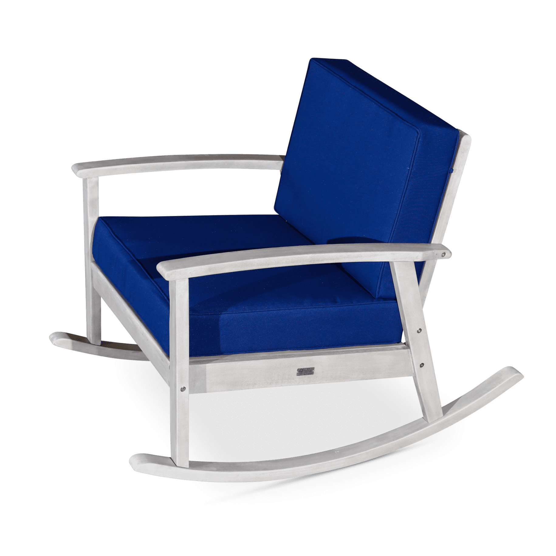 JAMPOOCA Eucalyptus Glider Rocker Chair Solid Wood Wide Rocking Chair with Upholstered Seat for Living Room Bedroom Office Silver Grey Finish