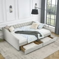 thumbnail image 1 of JAMPOOCA Linen Storage Queen size Upholstered Daybed with Storage Drawers Beige, 1 of 9