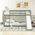 thumbnail image 1 of JAMPOOCA Twin over Twin Low Bunk Bed with Convertible Slide and Ladder, Wooden Bunk Bed Frame for Bedroom Extended Family, No Box Spring Needed, Gray, 1 of 9