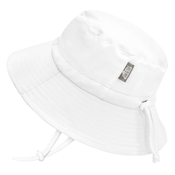 JAN & JUL 50+ UPF Toddler Water-Repellent Bucket Hat With Adjustable Strap (L: 2-5 Years, White)