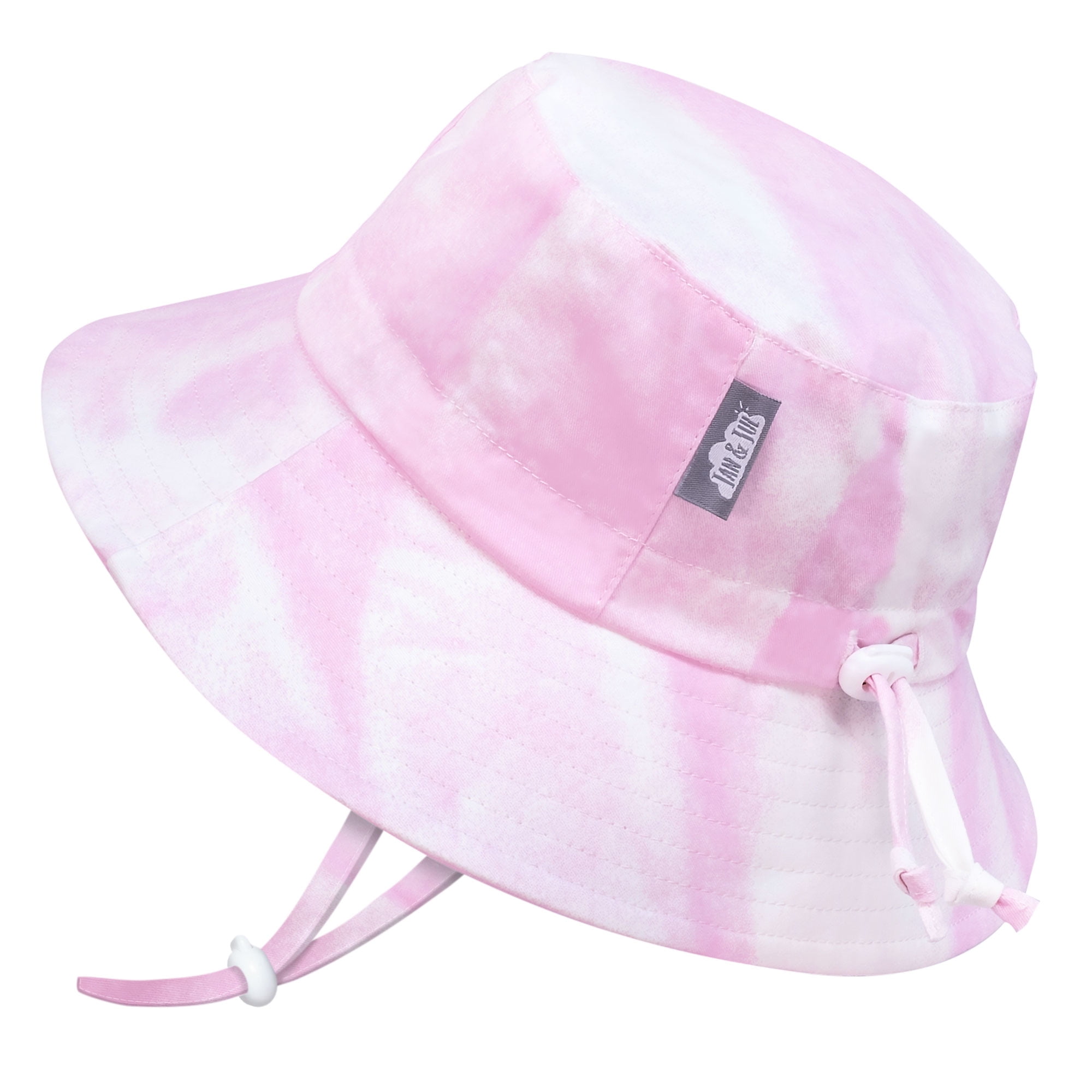 JAN & JUL Adjustable Baby Girl Bucket Hat, 50+ UPF, 100% Cotton (S: 0-6  Months, Pink Tie-Dye) 