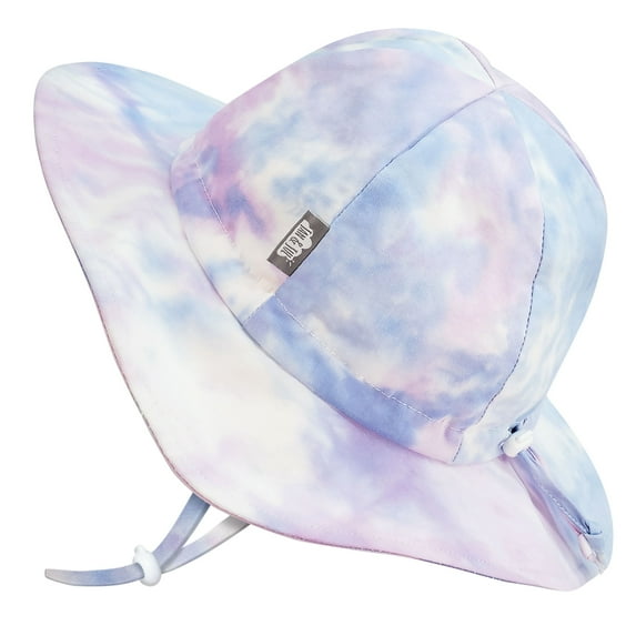 JAN & JUL Adjustable Girls Sun-Hat with Strap and UV Protection (XL: 6-12 Years, Cotton Candy Tie-Dye)