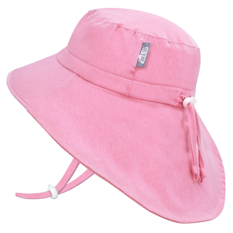 JAN & JUL Adjustable UPF Sun-Hat for Girls with Wide Brim (XL: 6-12 Years,  Pretty Pink)