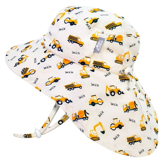 JAN & JUL Xplorer Large Brim Sun-Hat for Toddler Boy with UV Protection (L: 2-5 Years, Little Diggers)