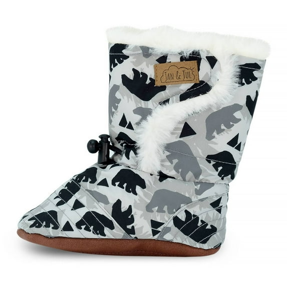 JAN & JUL Baby Boys Boots, Soft Sole Shoes with Sherpa Lining (Bear, Size: Medium Toddler)