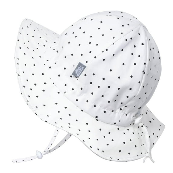 JAN & JUL Baby Girl Sun-Hat Adjustable Size with Strap, 50+UPF Cotton (S: 0-6 months, Dots)