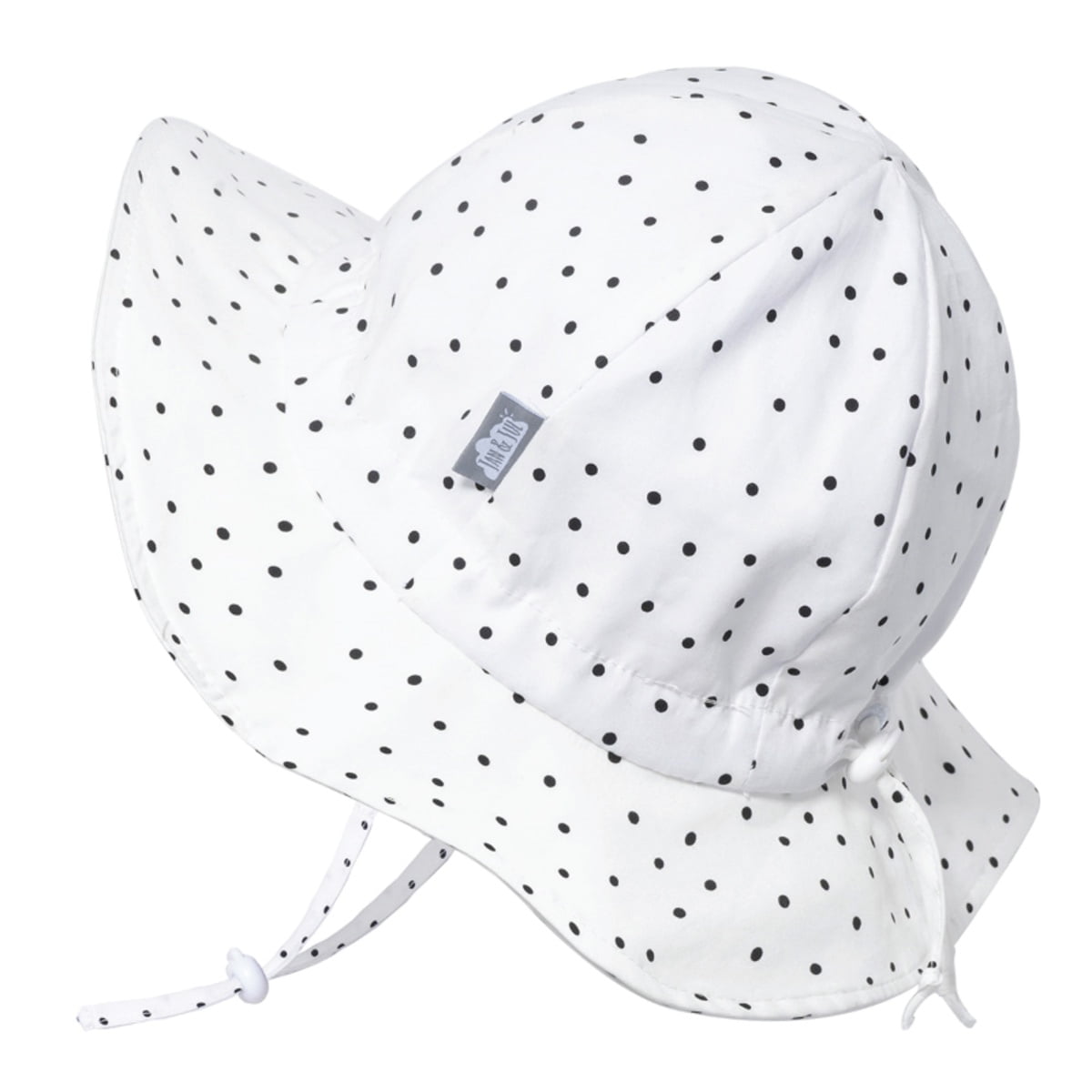JAN & JUL Baby Girl Sun-Hat Adjustable Size with Strap, 50+UPF Cotton (S:  0-6 months, Dots) 