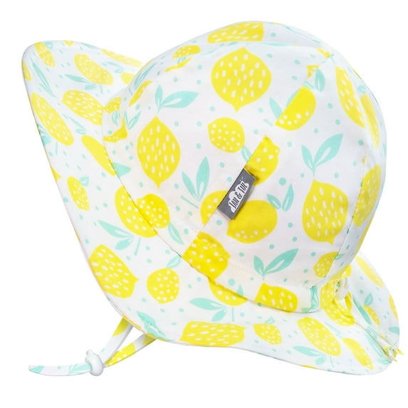 JAN & JUL Baby Girl Sun-Hat with Chin-strap and Break-Away Safety Clip (S: 0-6 months, Lemon Fresh)