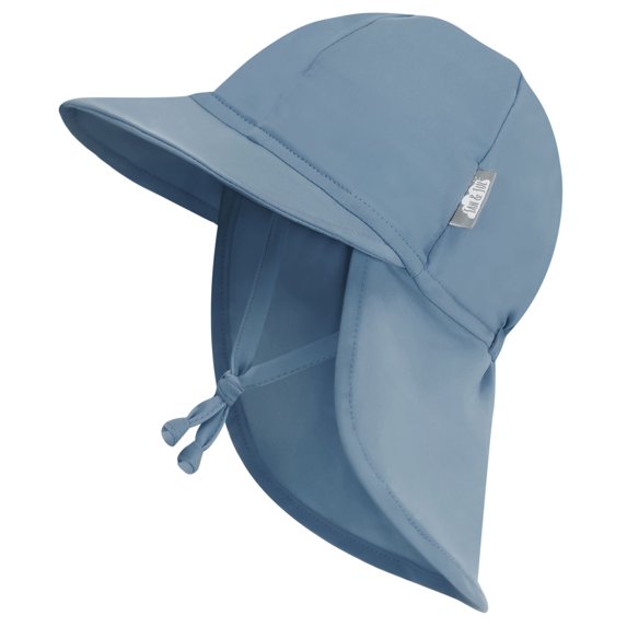 JAN & JUL Baby Sun-Hat with Neck Flap for Boys, Breathable Summer Cap for Swimming (Blue Grey, Size S: 3-6m)