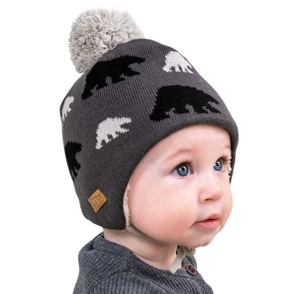 JAN & JUL Baby Toddler Kids Fall Winter Graphic Beanie Hat (L: 2-5 Years, Bear Club)