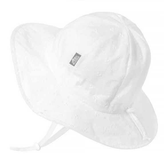 JAN & JUL Baby Toddler Sun-Hat Girl, 50+ UPF UV Protection (M: 6-24 months, White Eyelet)