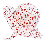 JAN & JUL Cotton Foldable Baby Newborn Sun-Hat for Girl with Strap (S: 0-6 Months, Strawberry)