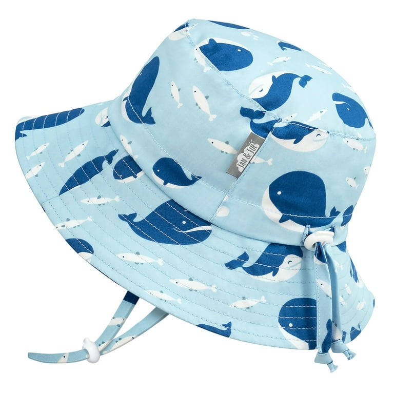 Jan & Jul Gro-With-Me Cotton Floppy Hat - Blue Whales Jan & Jul Gro-With-Me Cotton Floppy Hat - Blue Whales