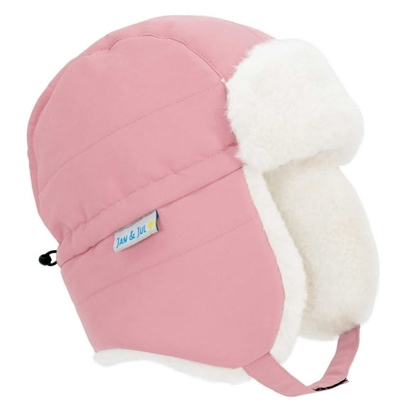 JAN & JUL Girls Kids Windproof Trapper Winter Hat Faux Fur (L: 2-5T, Dusty Pink)