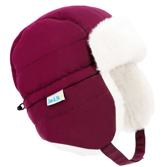 JAN & JUL Girls Kids Windproof Trapper Winter Hat Faux Fur (L: 2-5T, Wildberry)