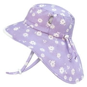 JAN & JUL Gro-with-Me 100% Cotton Wide Brim Toddler Girl Sun Hat (L: 2-5 Years, Purple Daisy)