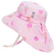 JAN & JUL Gro-with-Me Wide Brim UPF Hat for Toddlers with Neck Flap (M: 6-24 Months, Pink Ice Cream)