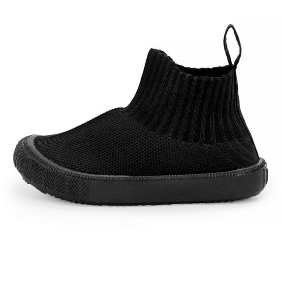 JAN & JUL Hi-Top Slip-on Sneakers for Boys Girls (Black, US Size 7.5)
