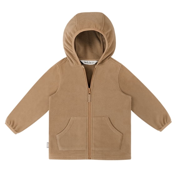 JAN & JUL Kids' Active Outdoor Fleece Hoodie with Zipper for Boys and Girls (Soft Brown, Size 10Y)