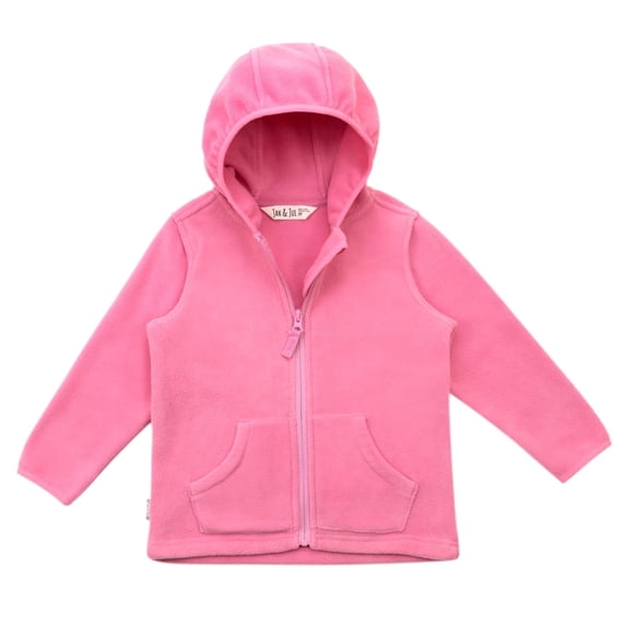 JAN & JUL Kids Mid-Weight Hooded Fleece Jacket for Girls (Watermelon Pink, 5T)