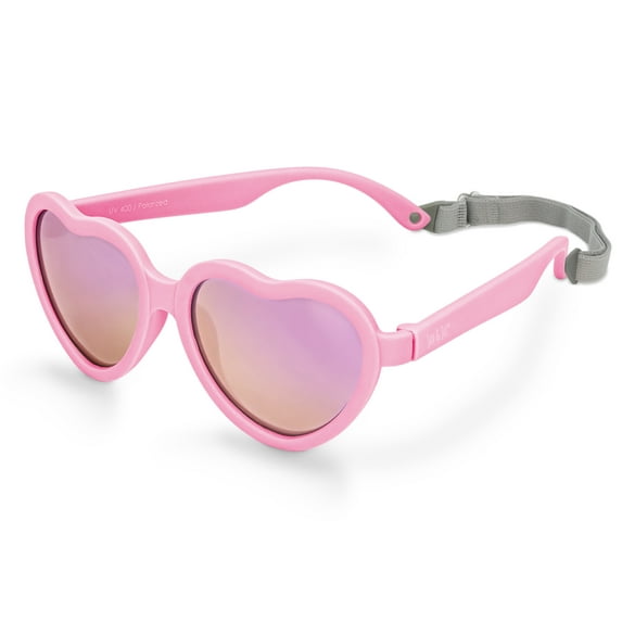 JAN & JUL Kids Polarized Heart Sunglasses, UV400, Flexible (M: 2-6 Years, Peachy Pink Aurora)