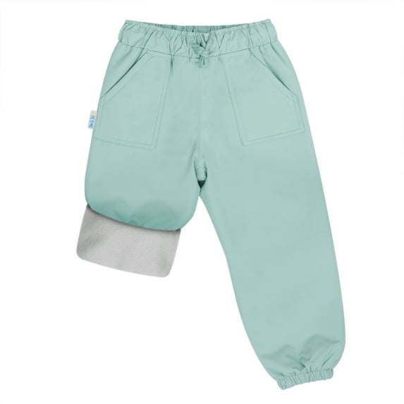 JAN & JUL Kids' Waterproof Fleece Lightweight Winter Splash Pants for Babies (Fleece-Lined: Dusty Mint, Size 1T)